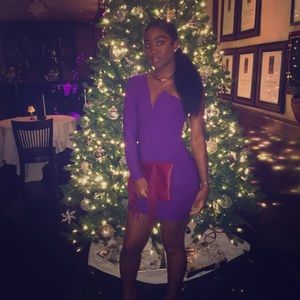 Purple-One Sleeve Glam Dress